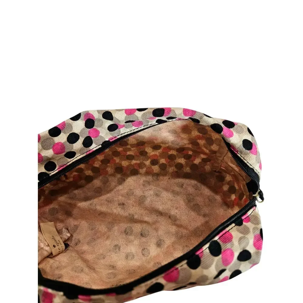 Kate Spade Black/Pink Polka Dot Makeup Bag
